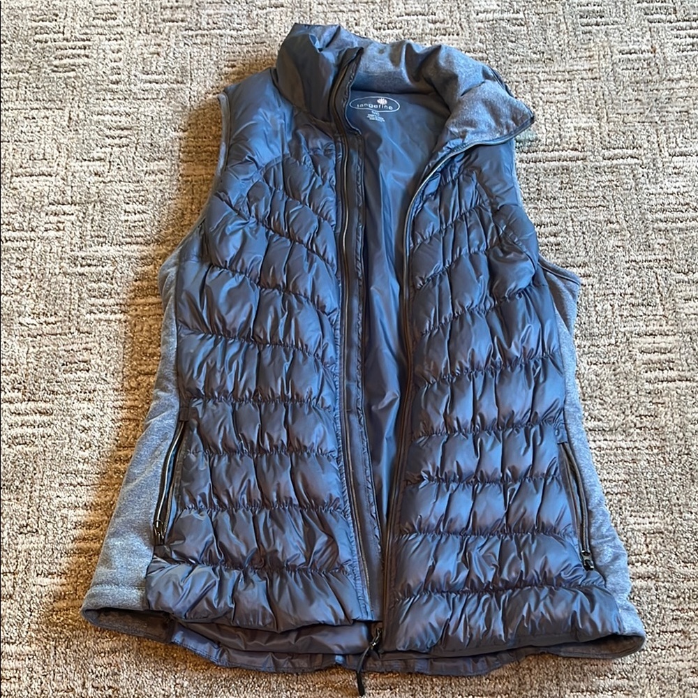 Tangerine Blue Quilted Vest with Horizontal Pattern